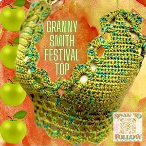 CROCHETED GREEN FESTIVAL OR SWIM TOP